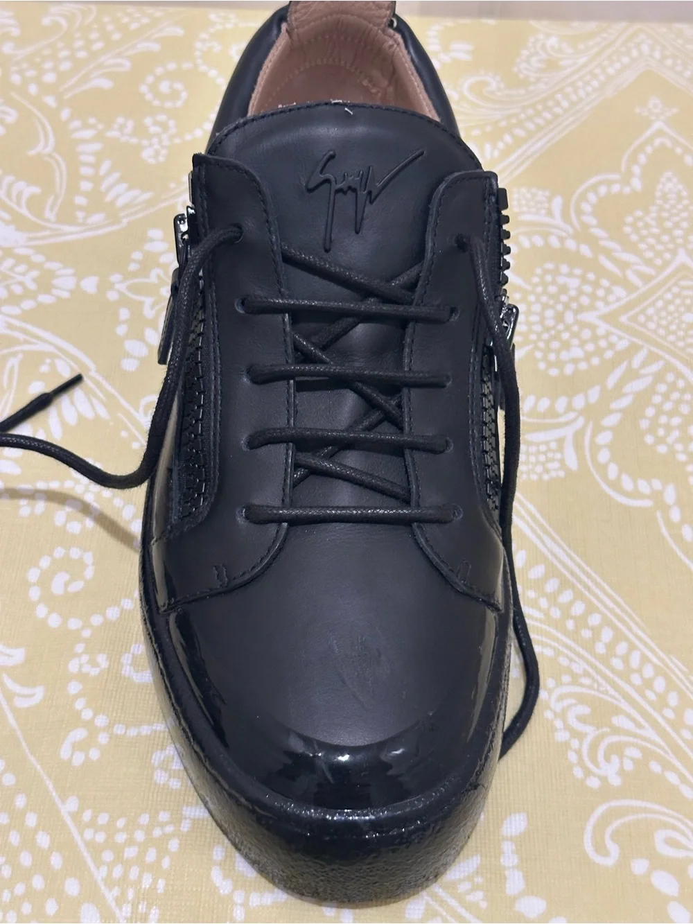 Giuseppe Zanotti Black Leather Platform Lace-Up Sneakers